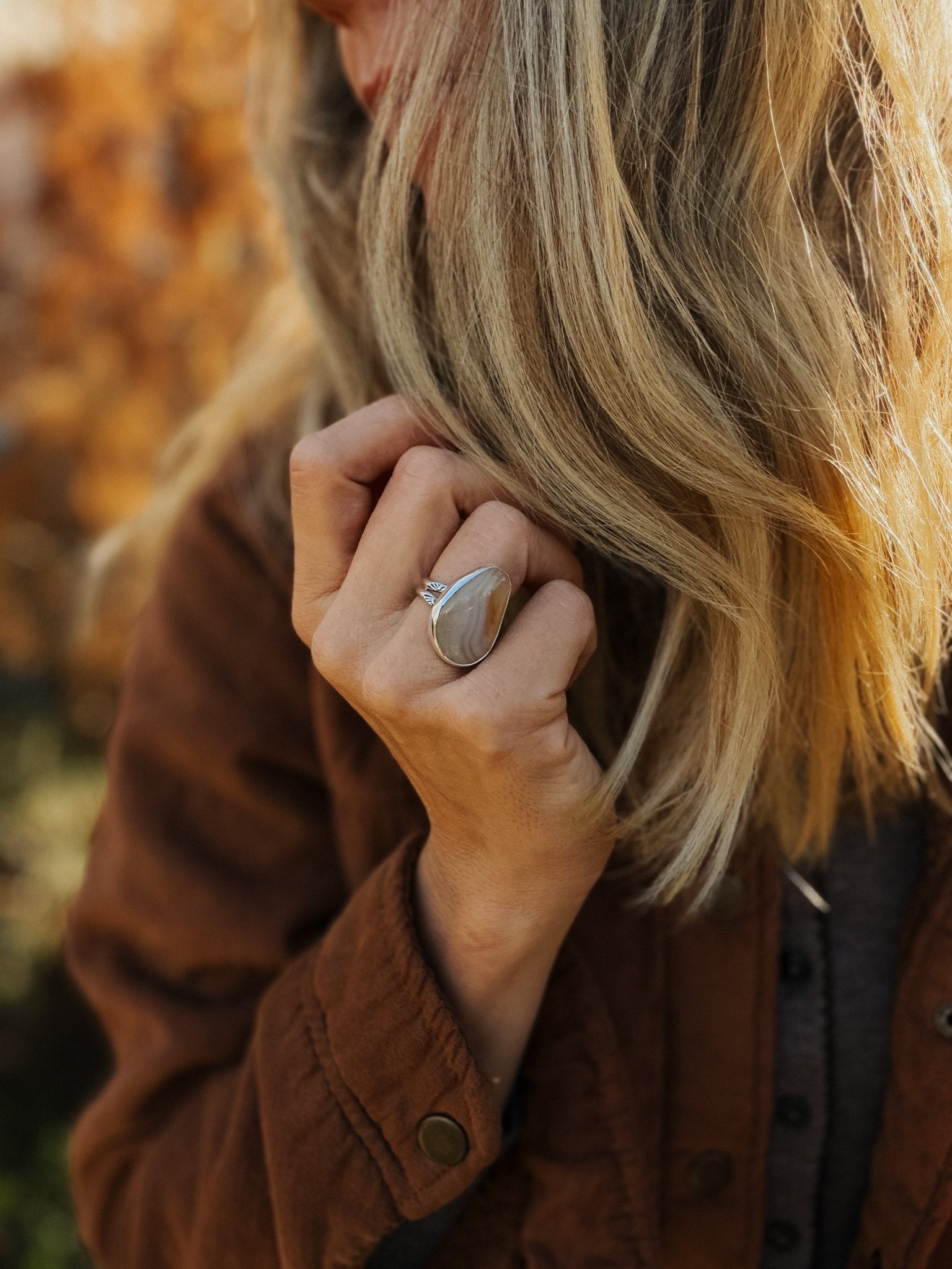 Lace Agate Ring (Size 6.75) - Golden Road Crafted