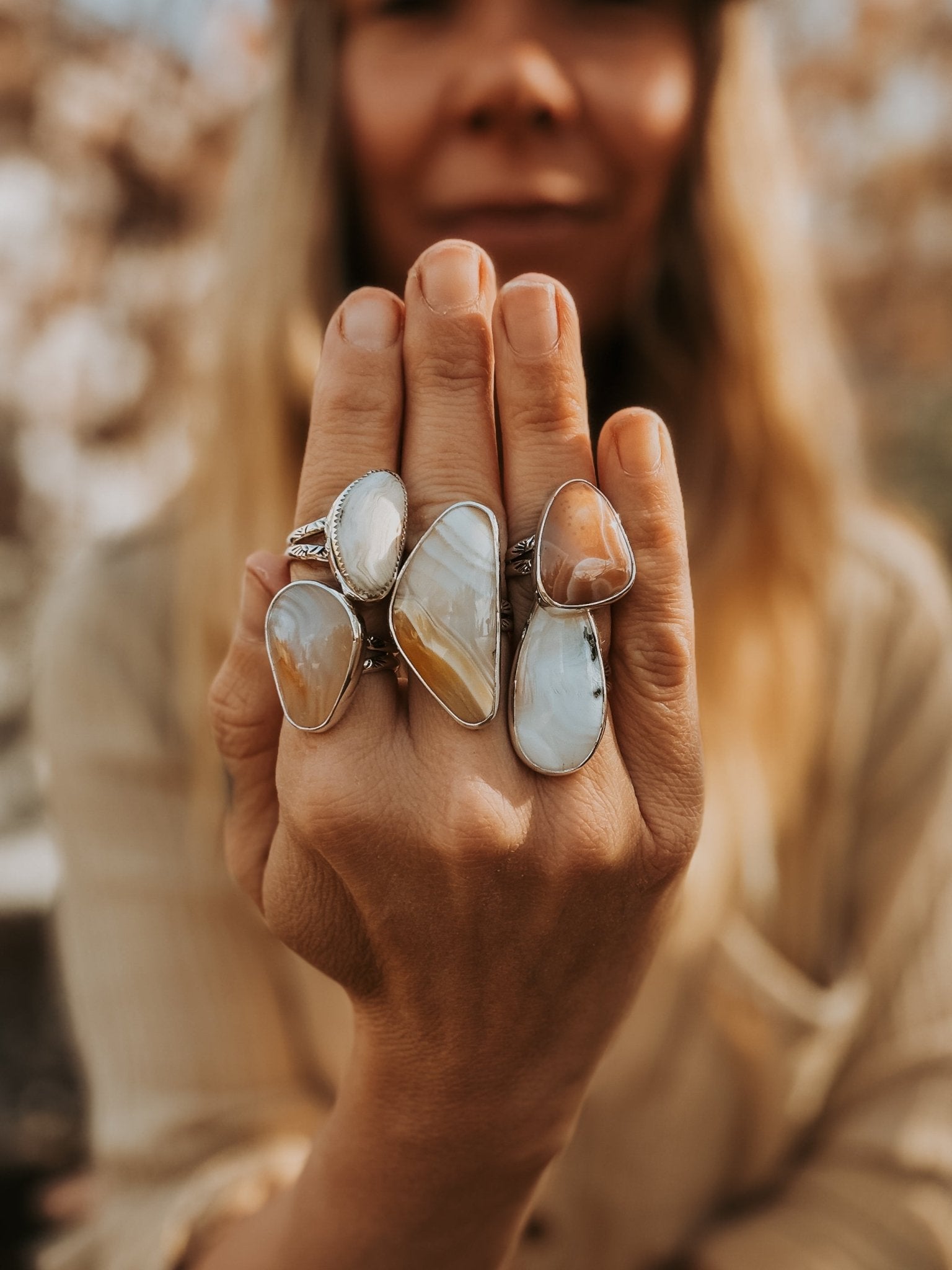 Lace Agate Ring (Size 6.75) - Golden Road Crafted