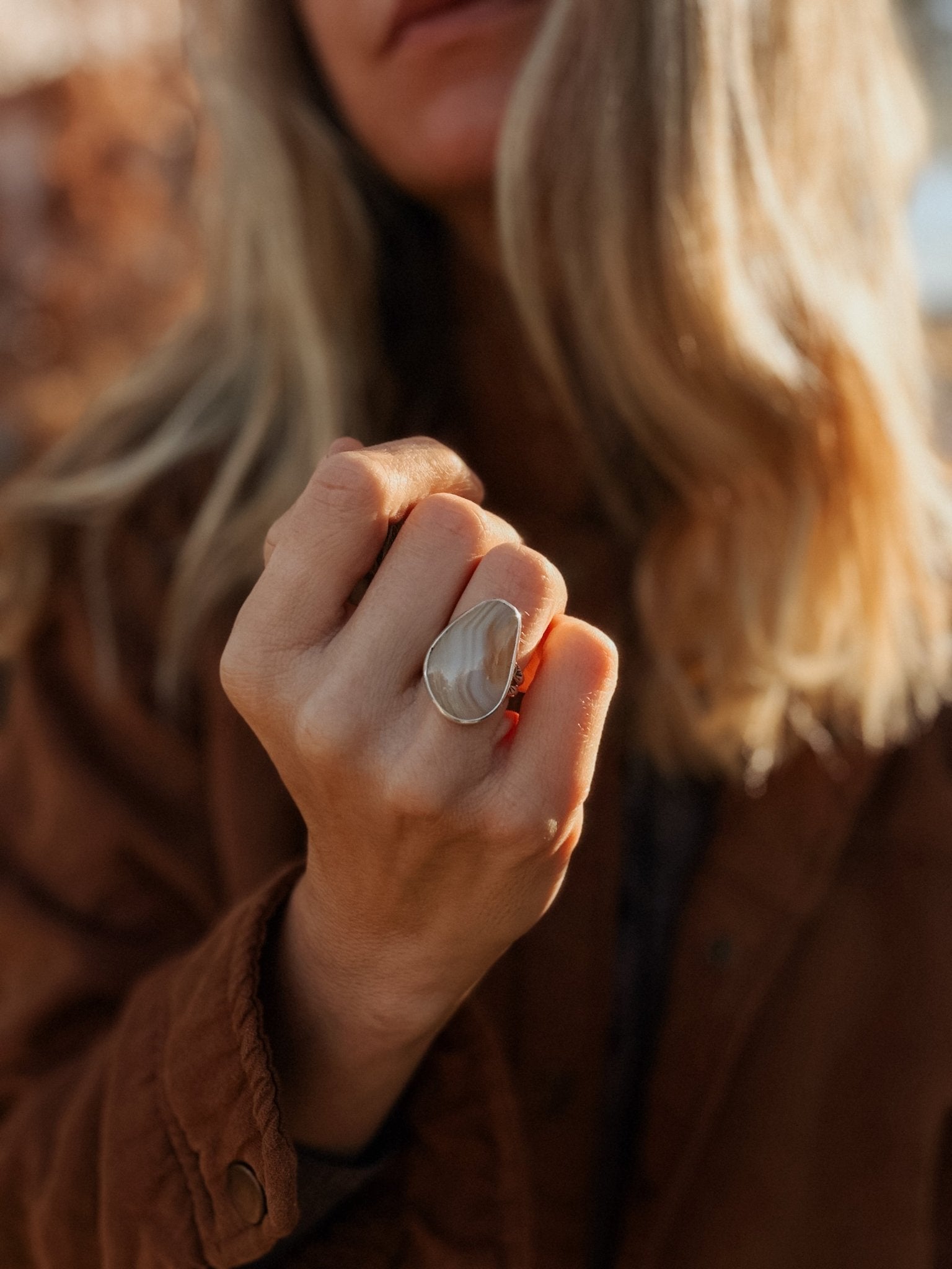 Lace Agate Ring (Size 6.75) - Golden Road Crafted