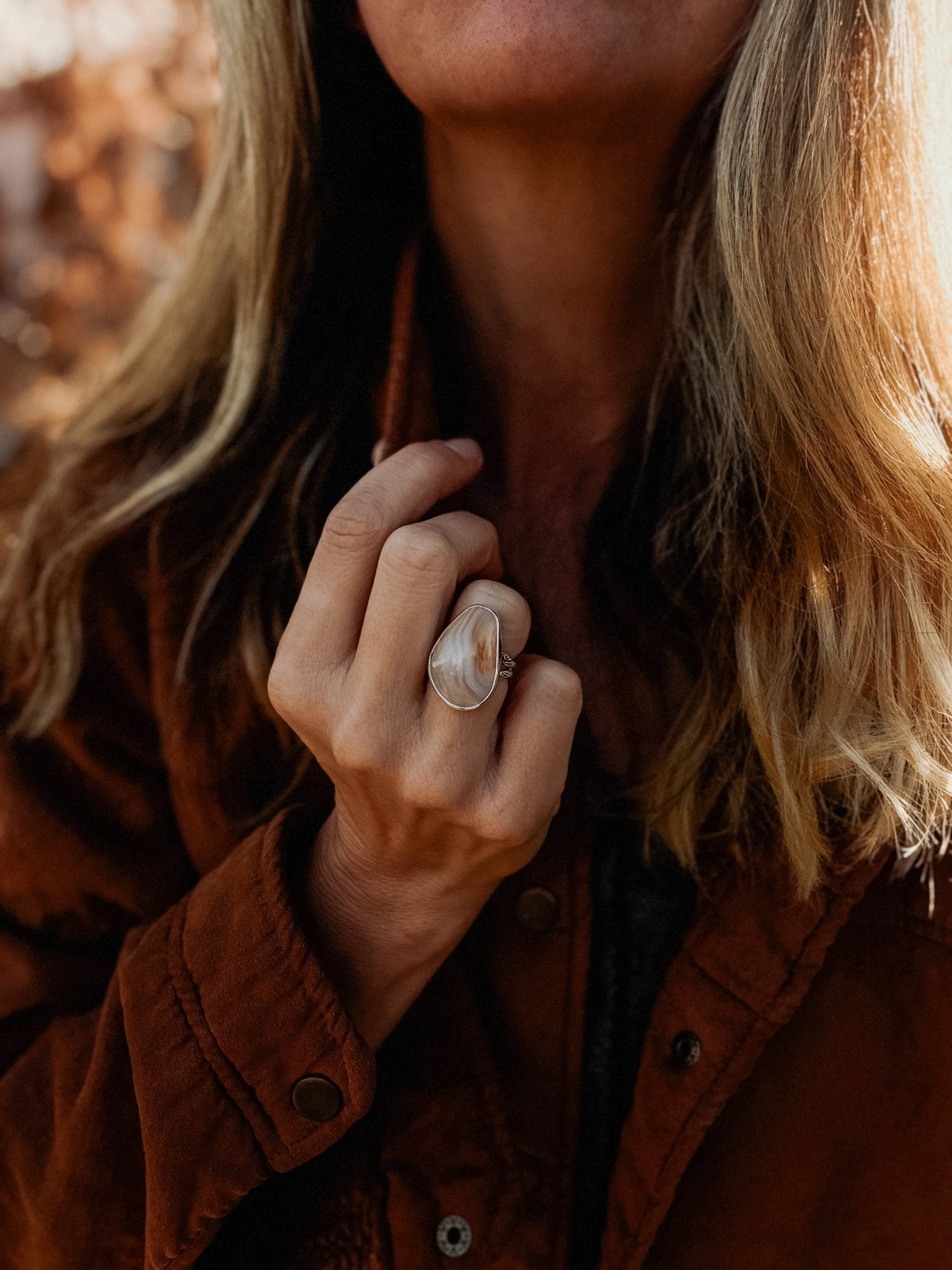 Lace Agate Ring (Size 6.75) - Golden Road Crafted