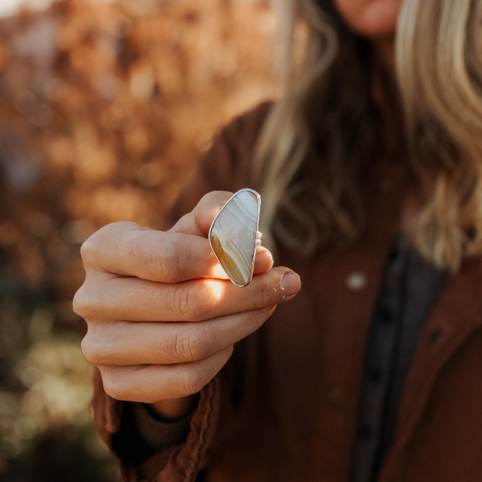 Lace Agate Ring (Size 7) - Golden Road Crafted