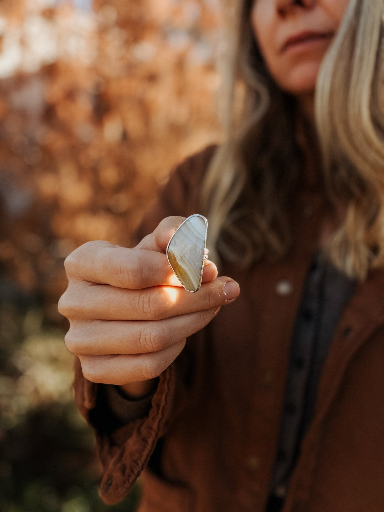 Lace Agate Ring (Size 7) - Golden Road Crafted