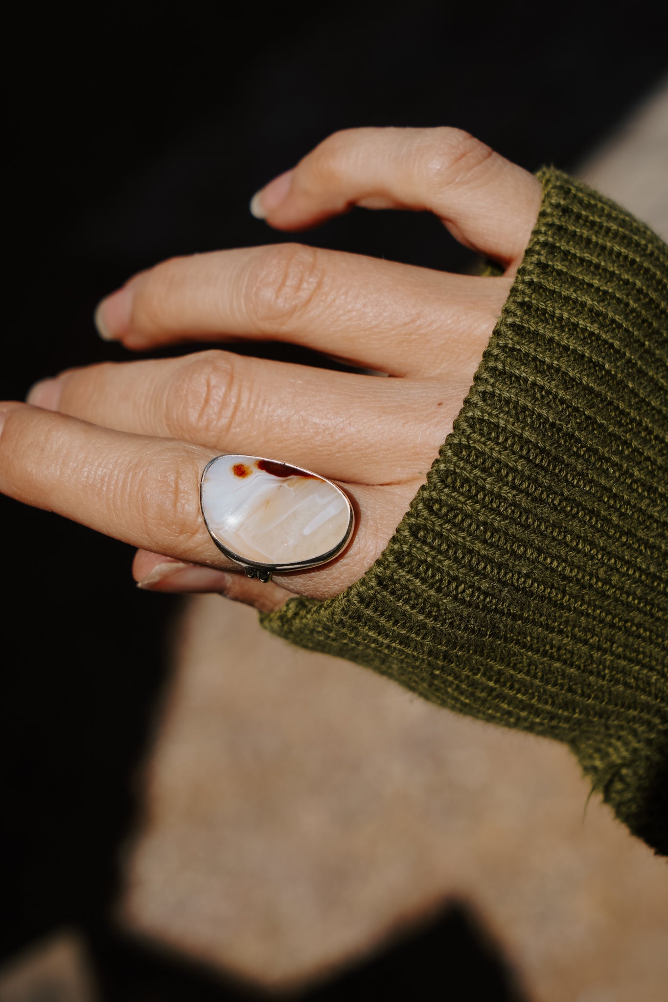Lace Agate Ring (Size 7) - Golden Road Crafted