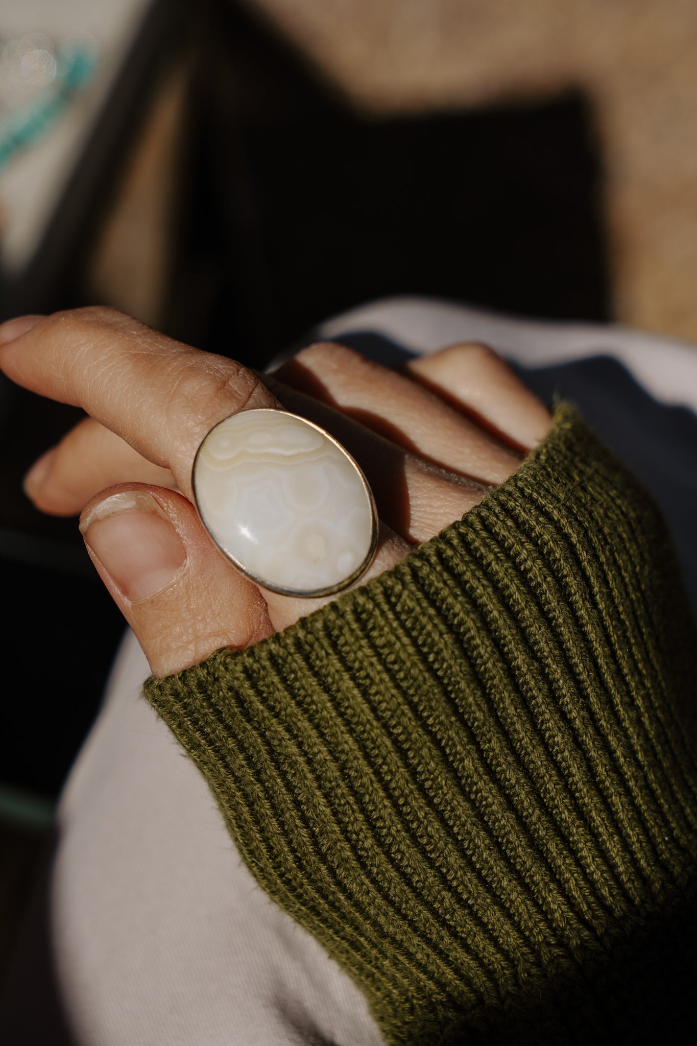 Lace Agate Ring (Size 7.25) - Golden Road Crafted