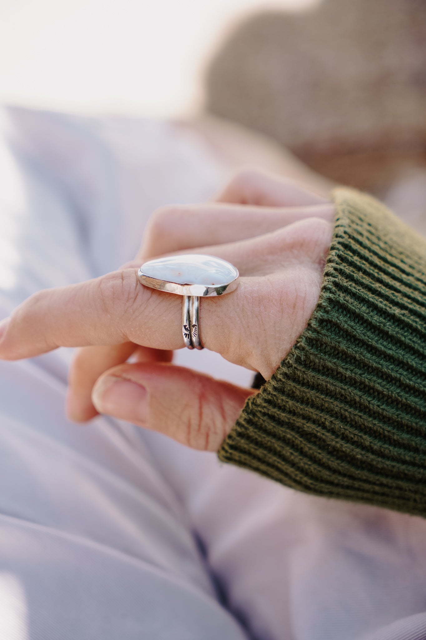 Lace Agate Ring (Size 7.5) - Golden Road Crafted