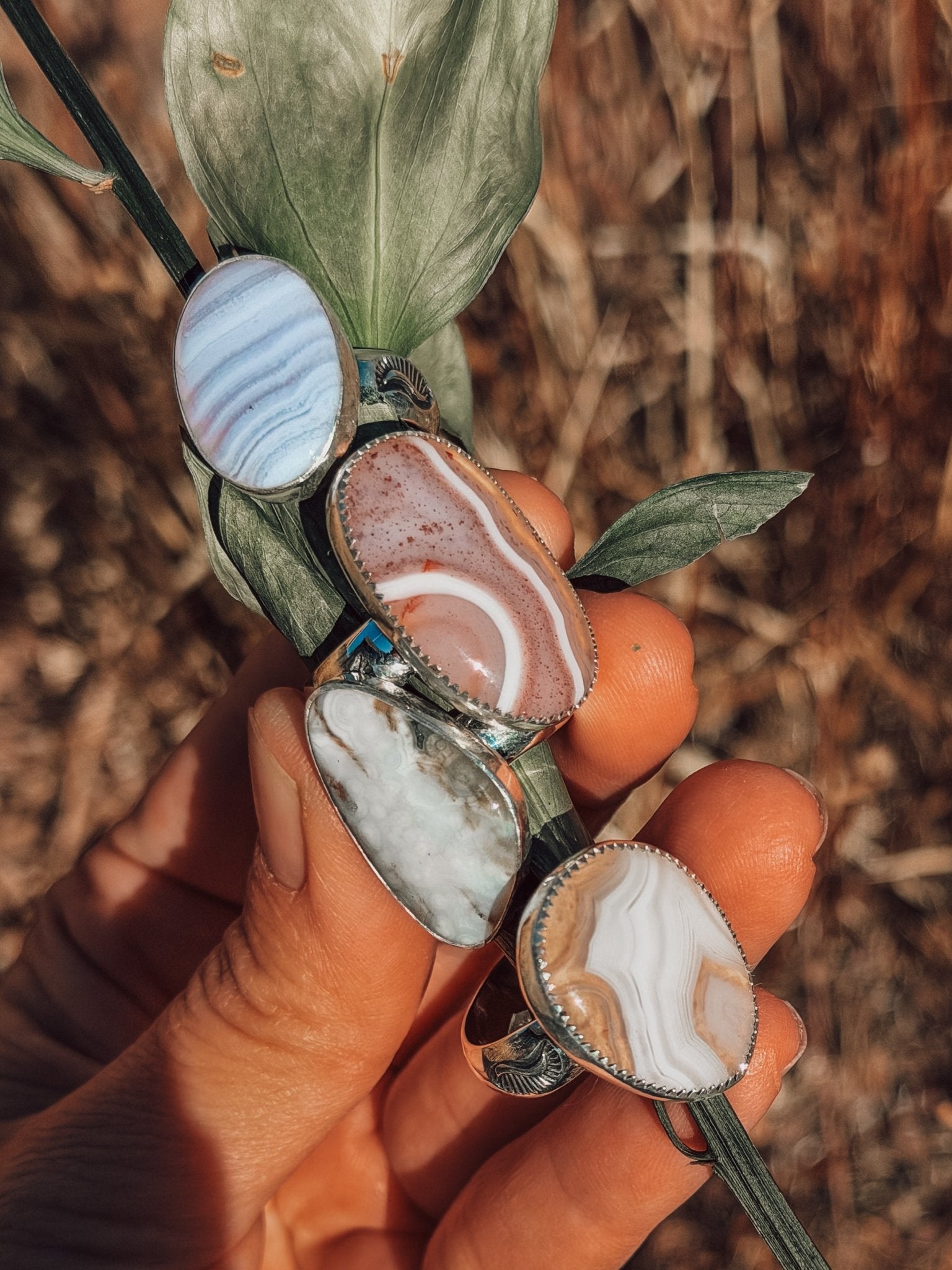 Lace Agate Ring (Size 7.5) - Golden Road Crafted