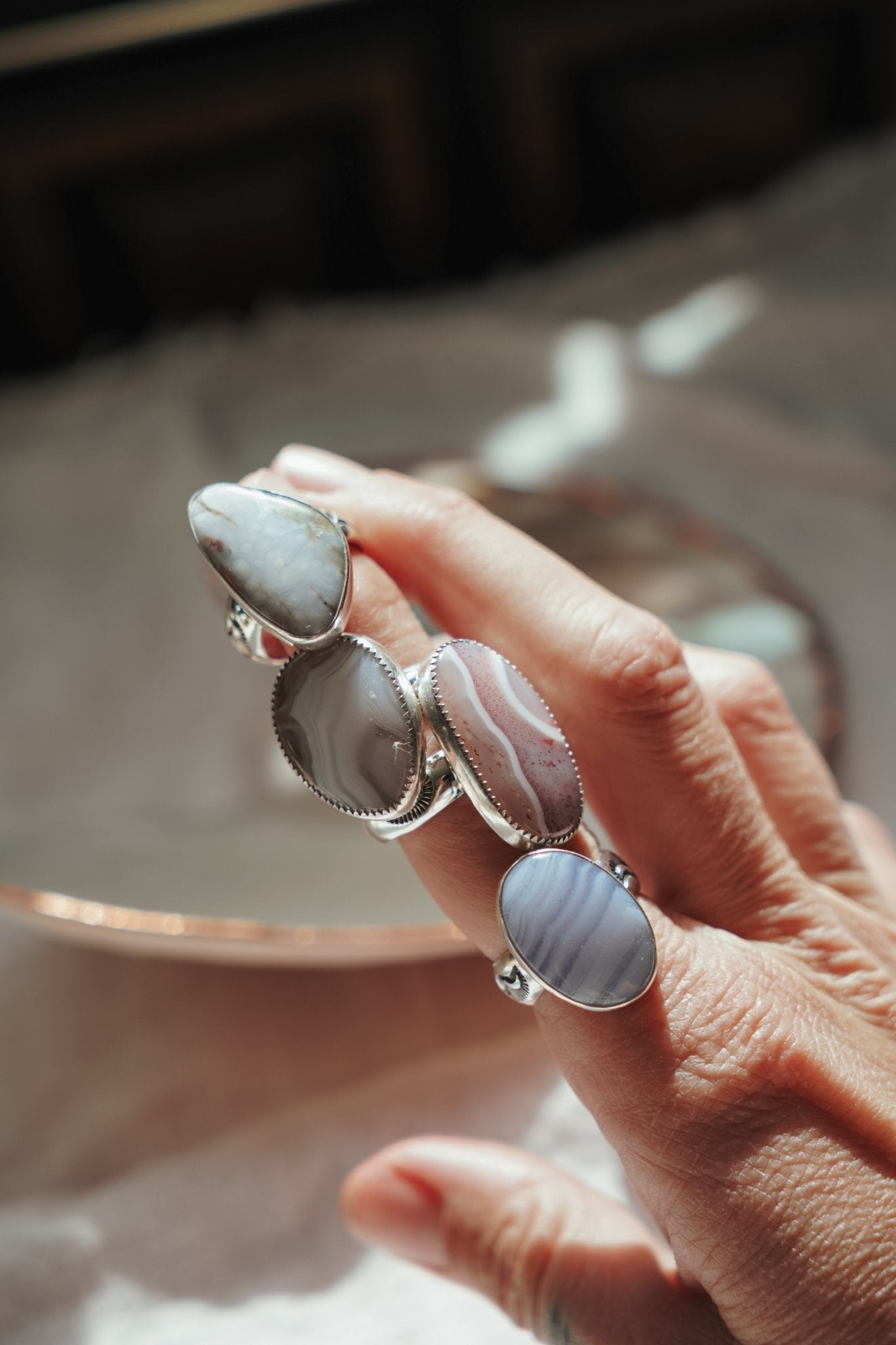 Lace Agate Ring (Size 7.5) - Golden Road Crafted