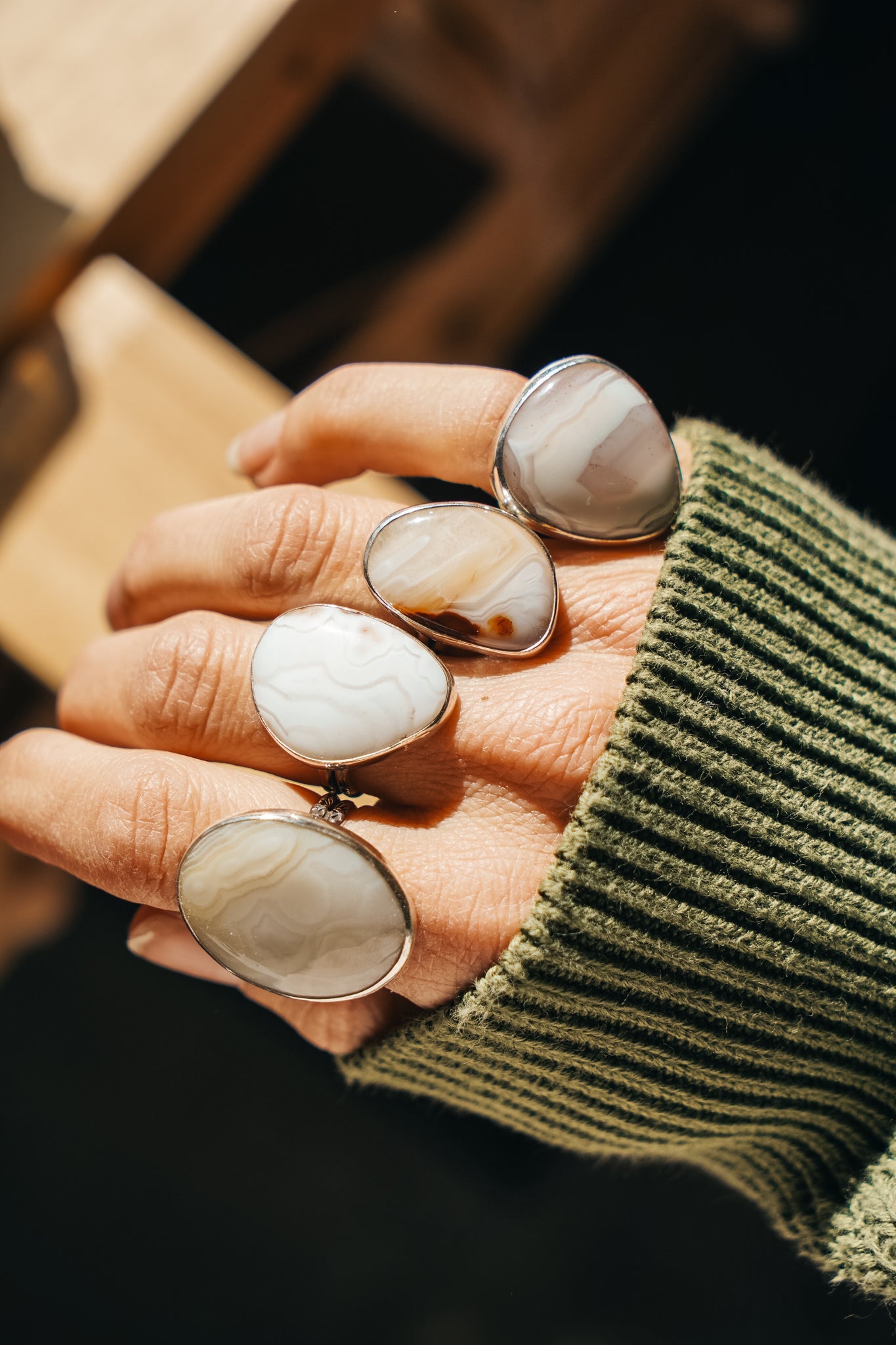 Lace Agate Ring (Size 7.5) - Golden Road Crafted