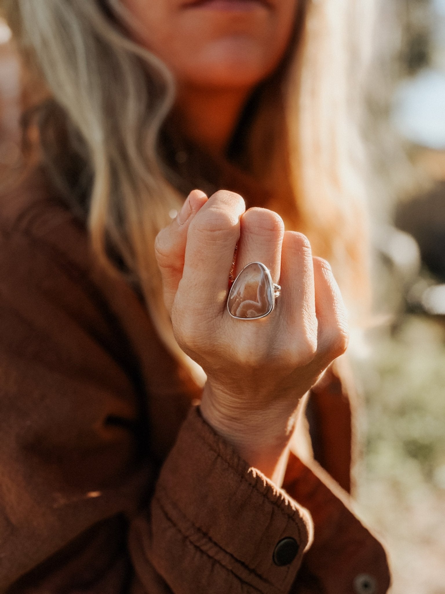 Lace Agate Ring (Size 8) - Golden Road Crafted