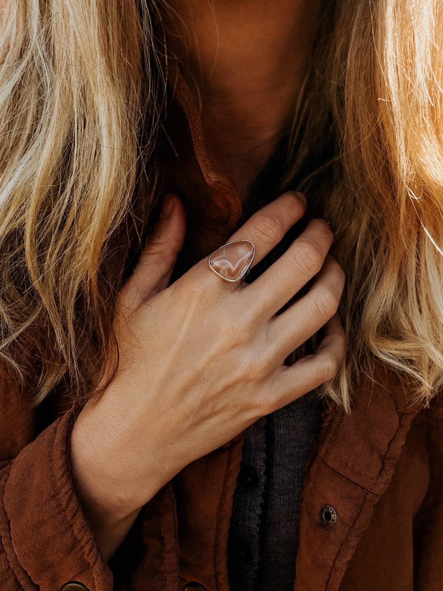 Lace Agate Ring (Size 8) - Golden Road Crafted
