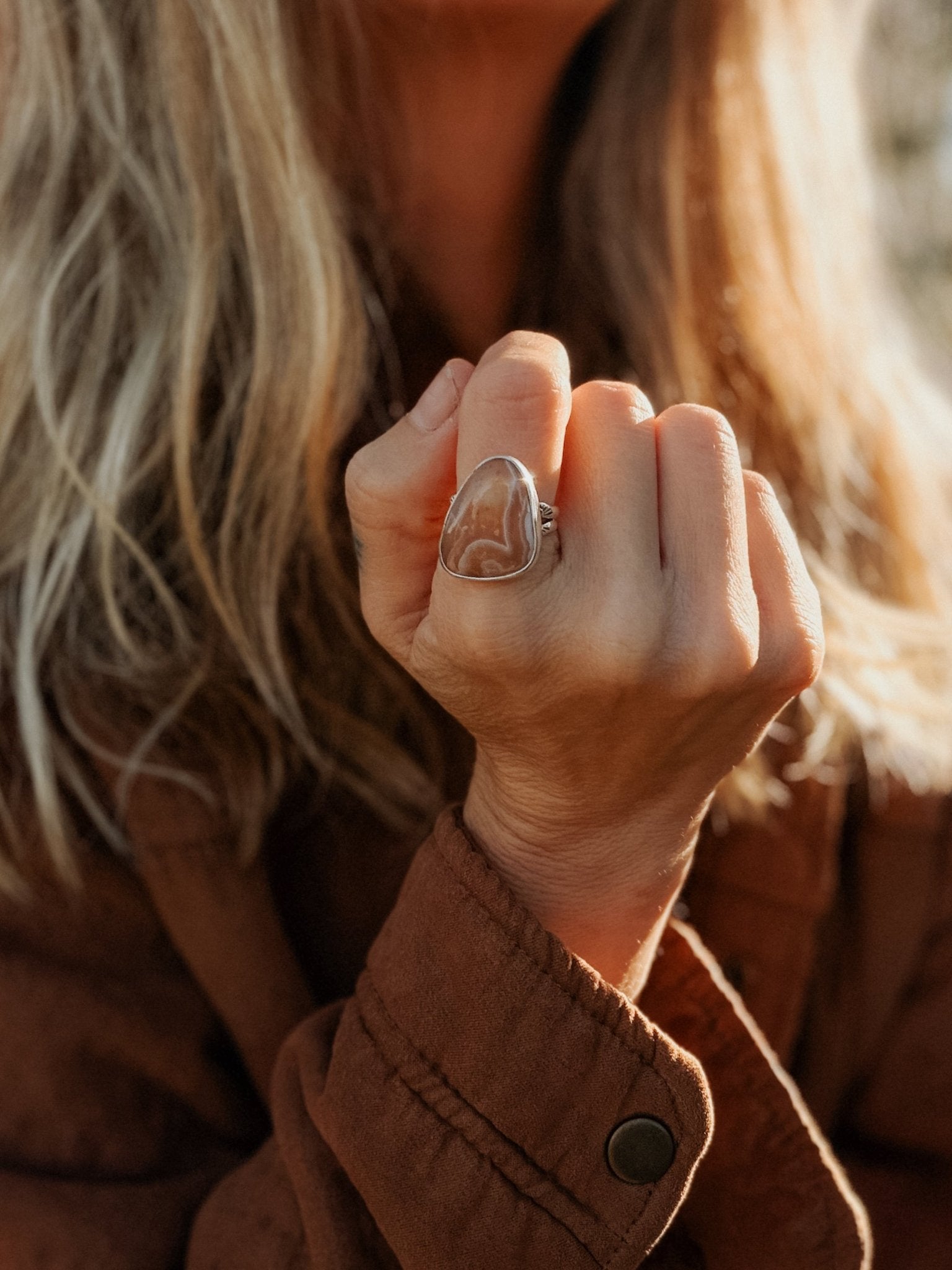 Lace Agate Ring (Size 8) - Golden Road Crafted