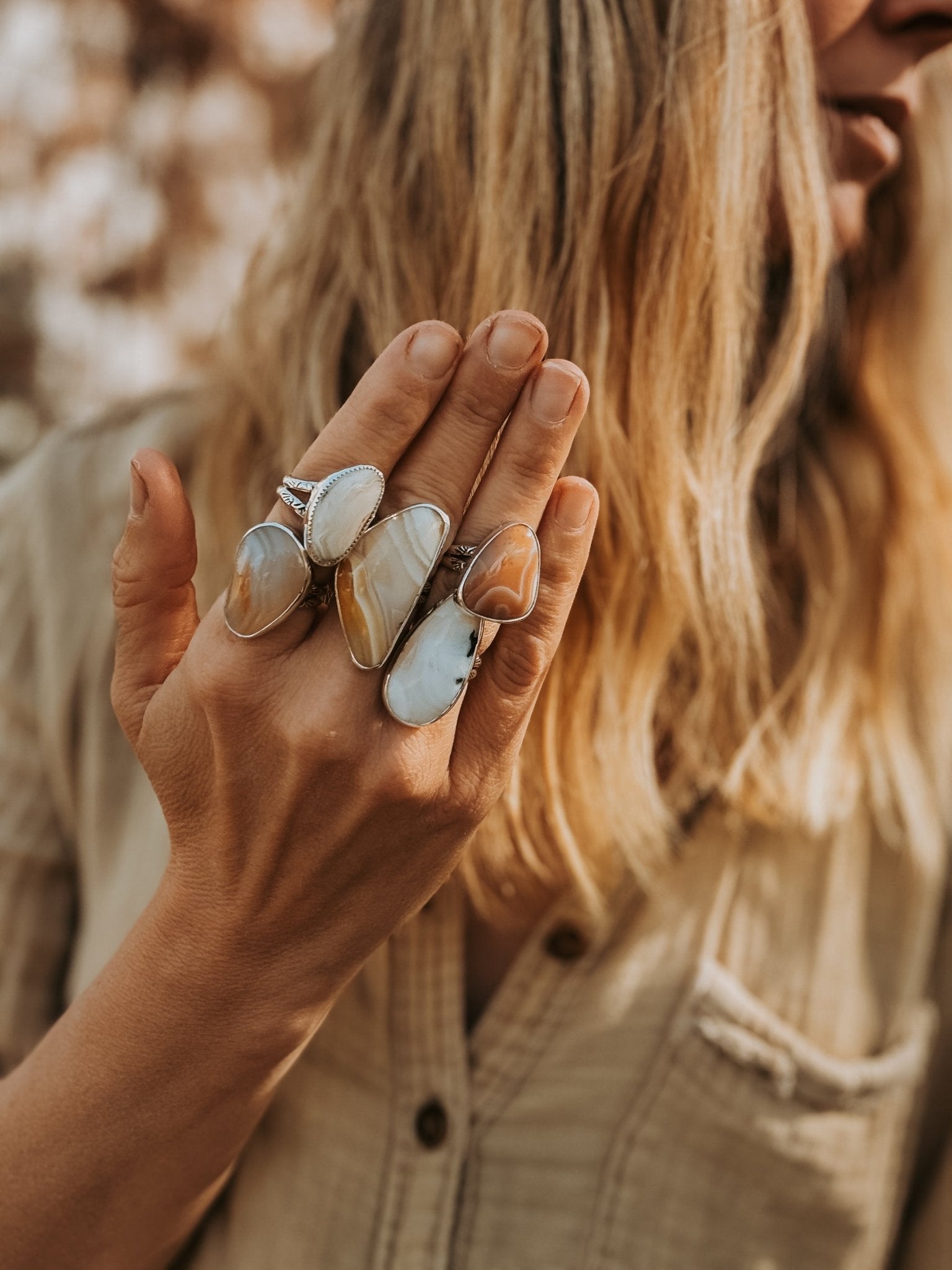 Lace Agate Ring (Size 8) - Golden Road Crafted