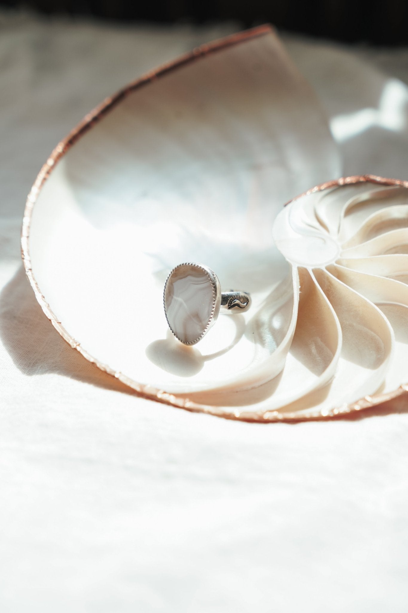 Lace Agate Ring (Size 8.25) - Golden Road Crafted