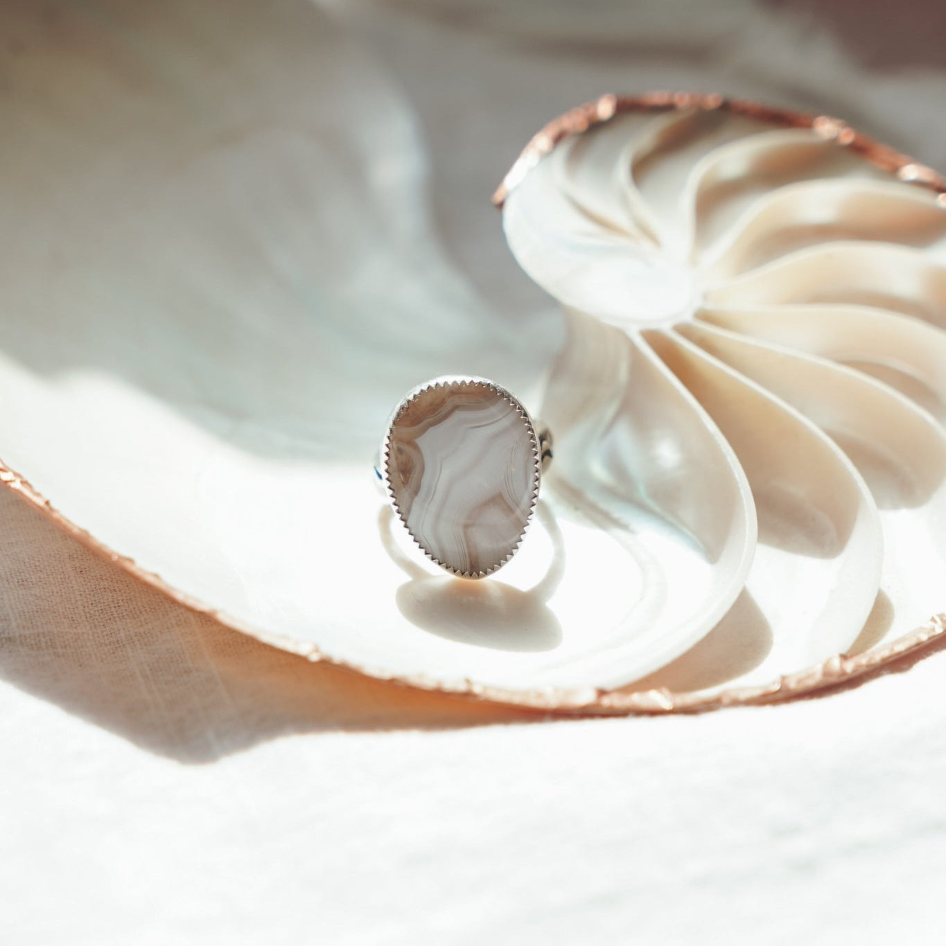 Lace Agate Ring (Size 8.25) - Golden Road Crafted