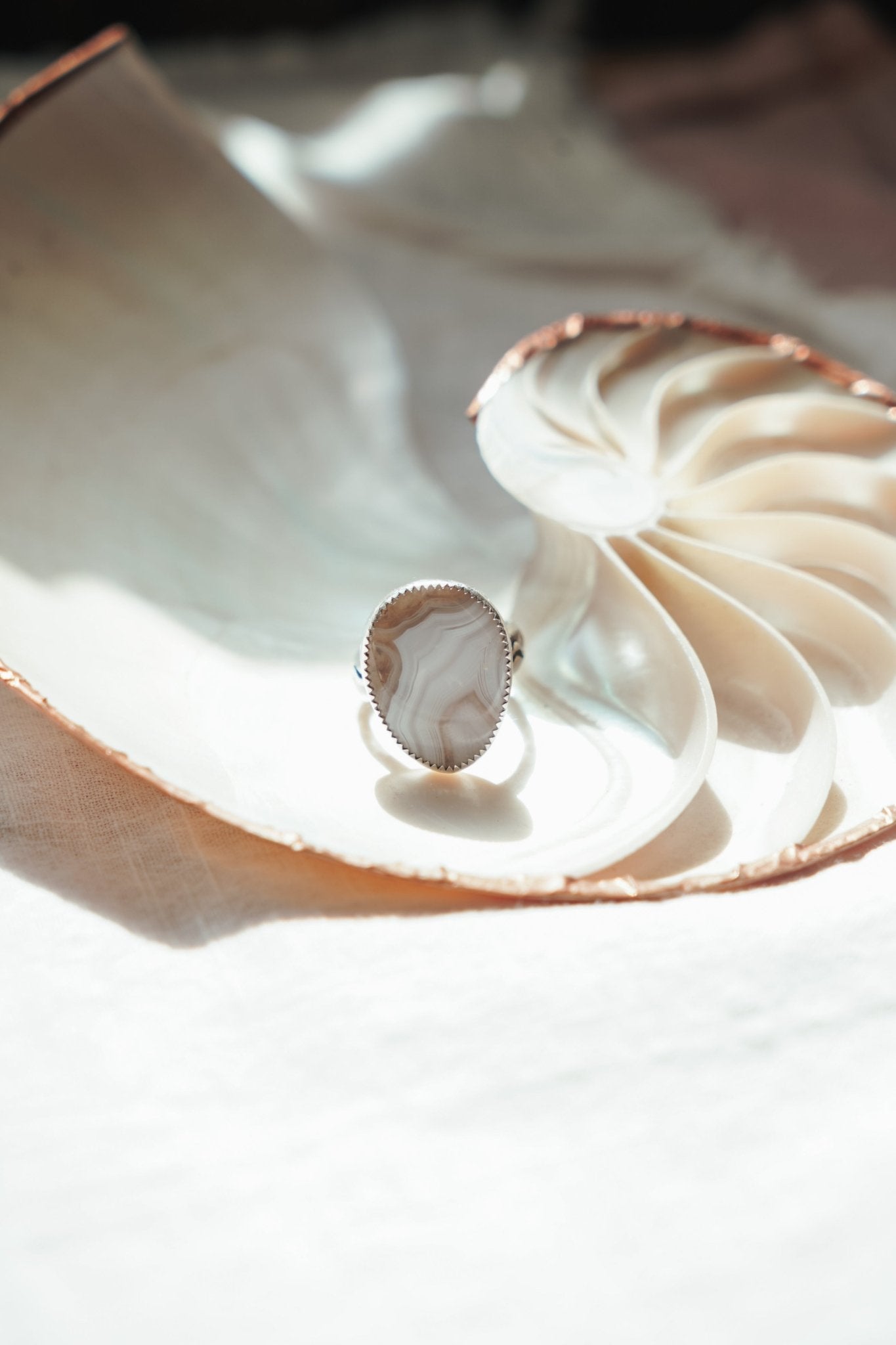 Lace Agate Ring (Size 8.25) - Golden Road Crafted