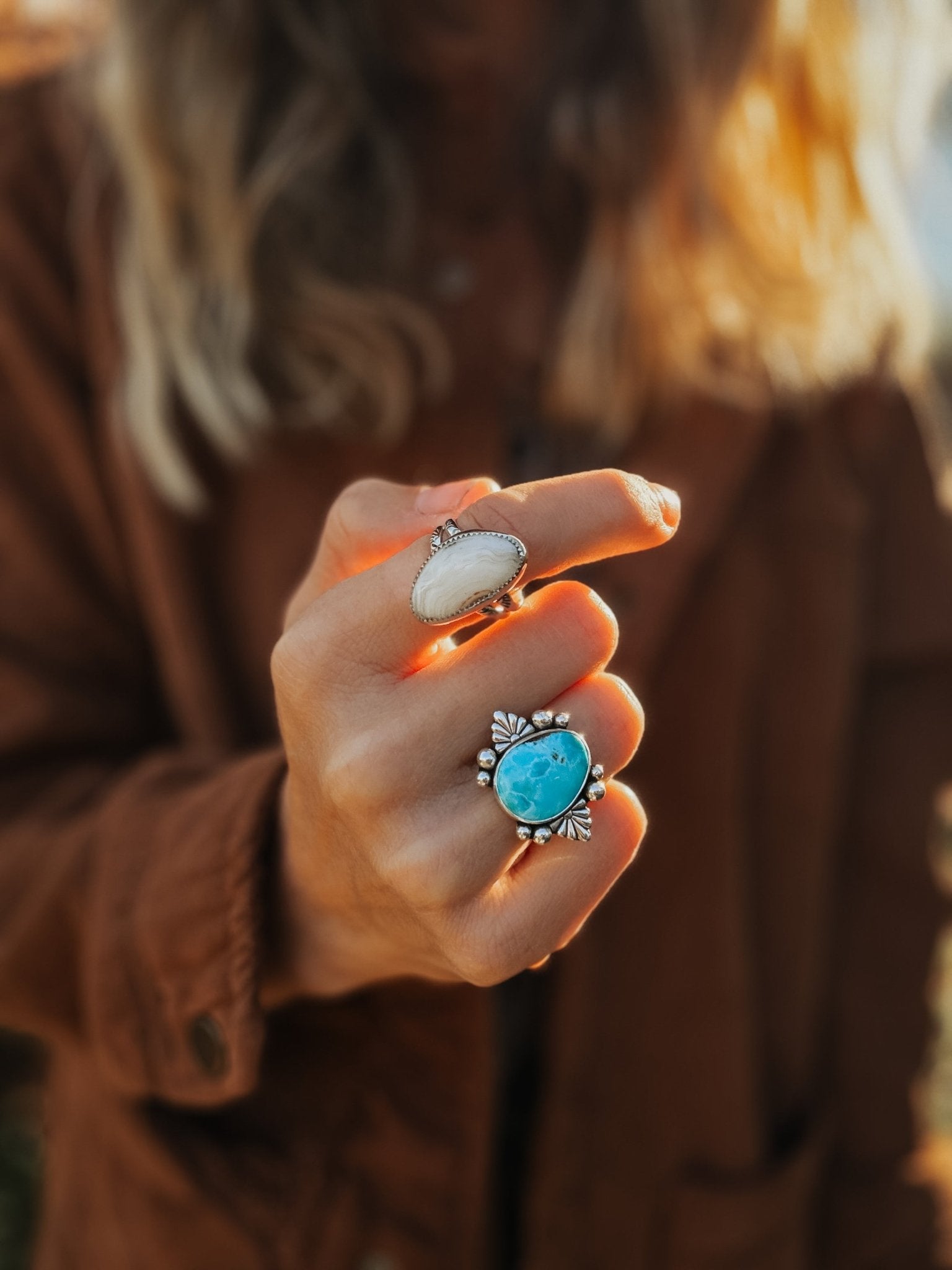 Lace Agate Ring (Size 9) - Golden Road Crafted