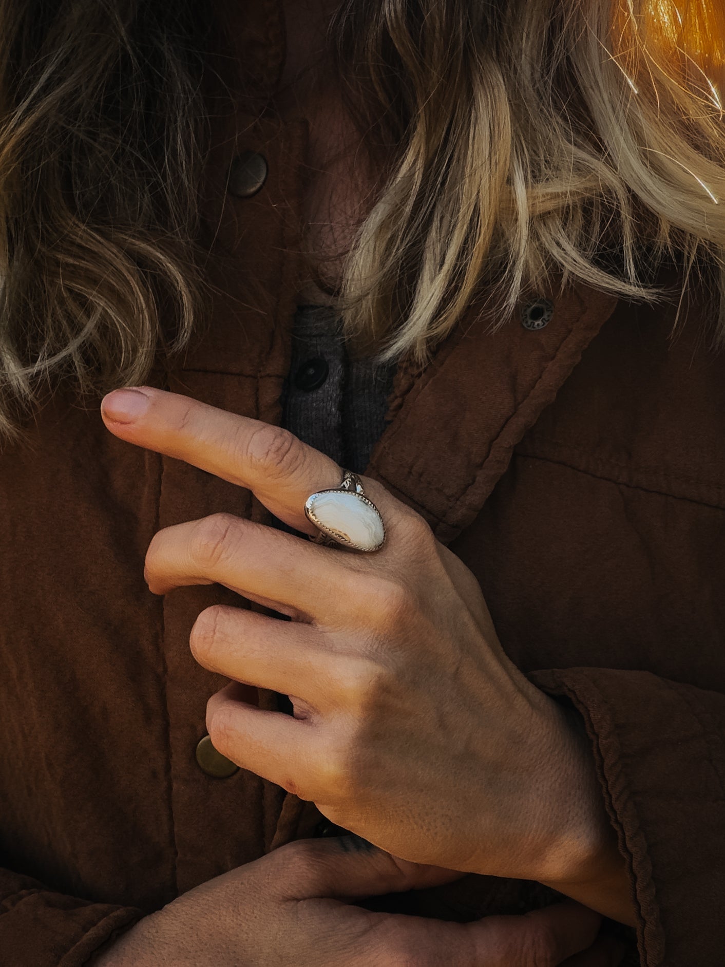 Lace Agate Ring (Size 9) - Golden Road Crafted