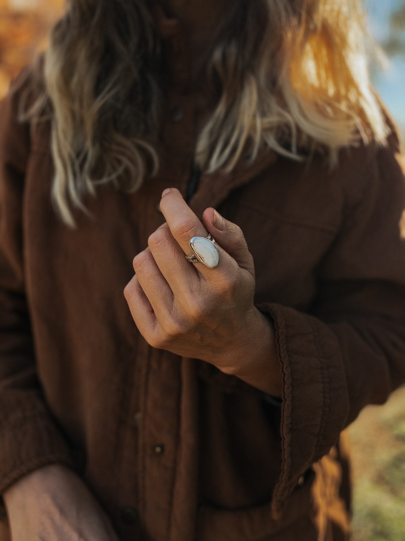 Lace Agate Ring (Size 9) - Golden Road Crafted