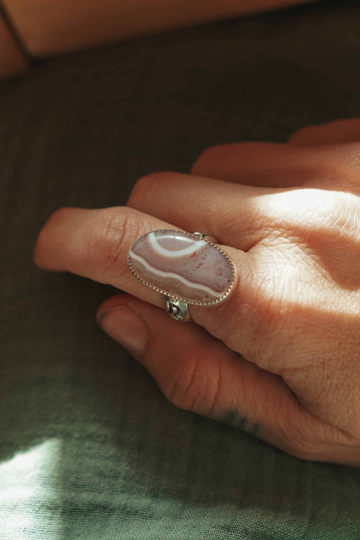 Lace Agate Ring (Size 9) - Golden Road Crafted