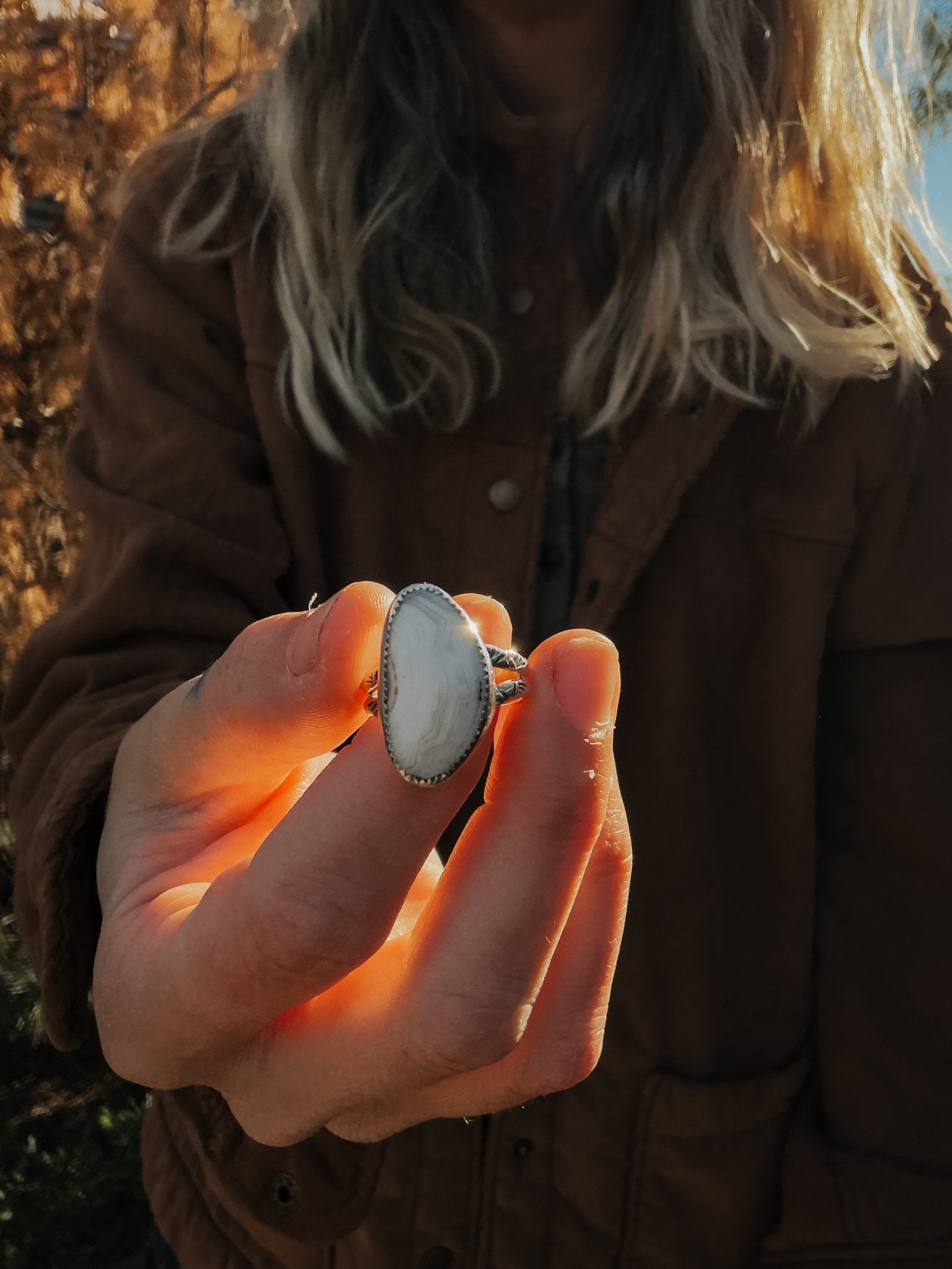 Lace Agate Ring (Size 9) - Golden Road Crafted
