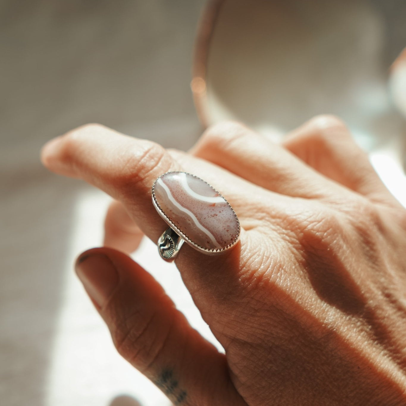 Lace Agate Ring (Size 9) - Golden Road Crafted
