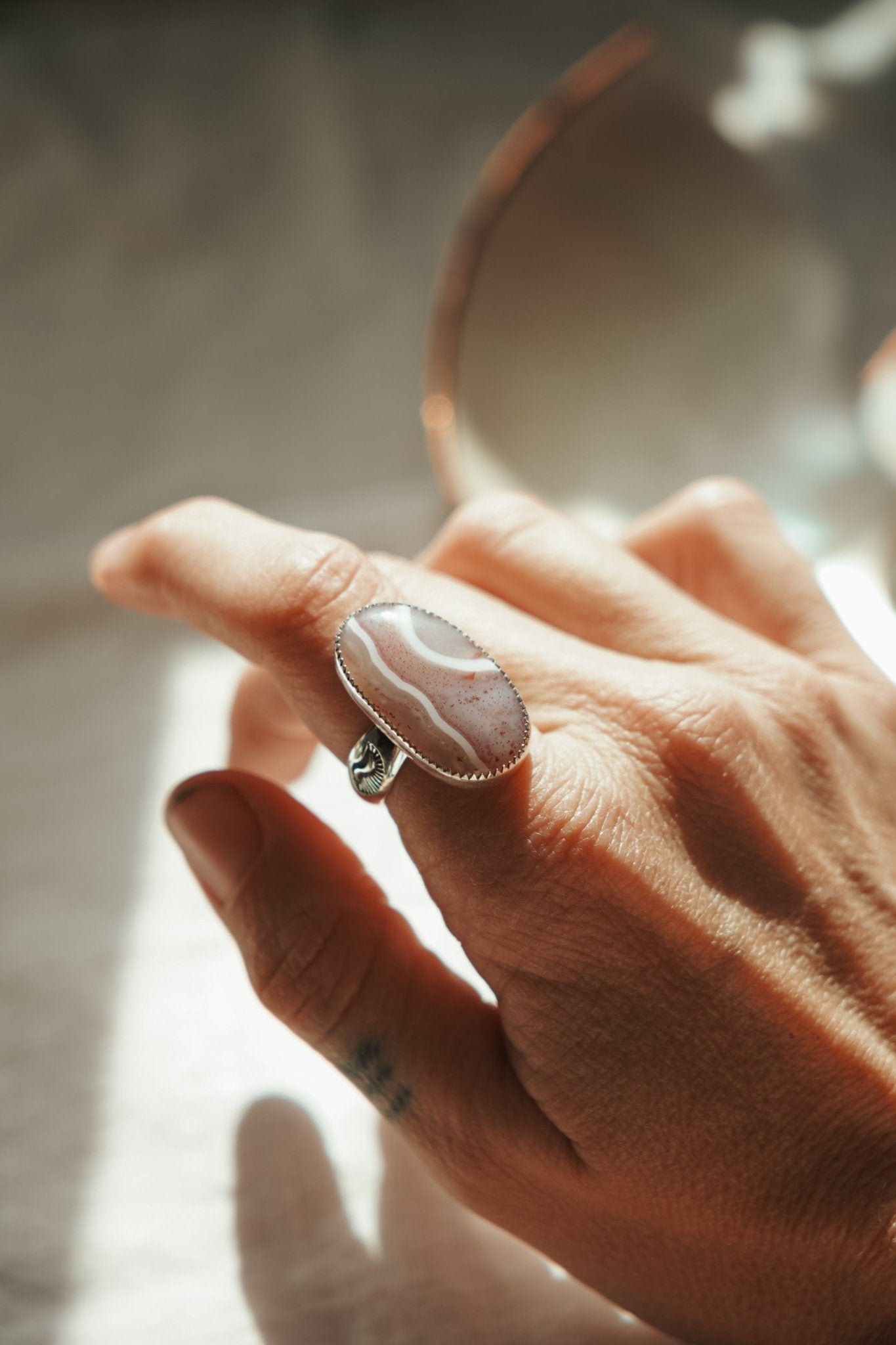Lace Agate Ring (Size 9) - Golden Road Crafted