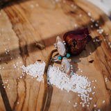 Lace Agate Ring with Lone Mtn Turquoise (Size 9) - Golden Road Crafted