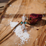 Lace Agate Ring with Lone Mtn Turquoise (Size 9) - Golden Road Crafted