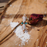 Lace Agate Ring with Lone Mtn Turquoise (Size 9) - Golden Road Crafted