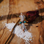 Lace Agate Ring with Lone Mtn Turquoise (Size 9) - Golden Road Crafted