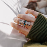 Lace Agate Ring with Lone Mtn Turquoise (Size 9) - Golden Road Crafted