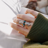 Lace Agate Ring with Lone Mtn Turquoise (Size 9) - Golden Road Crafted