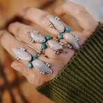 Lace Agate Ring with Lone Mtn Turquoise (Size 9) - Golden Road Crafted