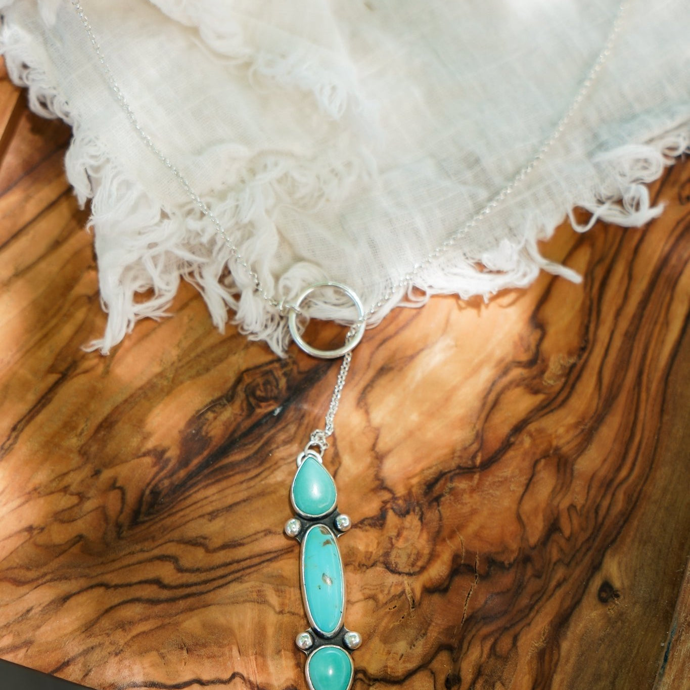 Lariat in Campitos & Hubei Turquoise - Golden Road Crafted