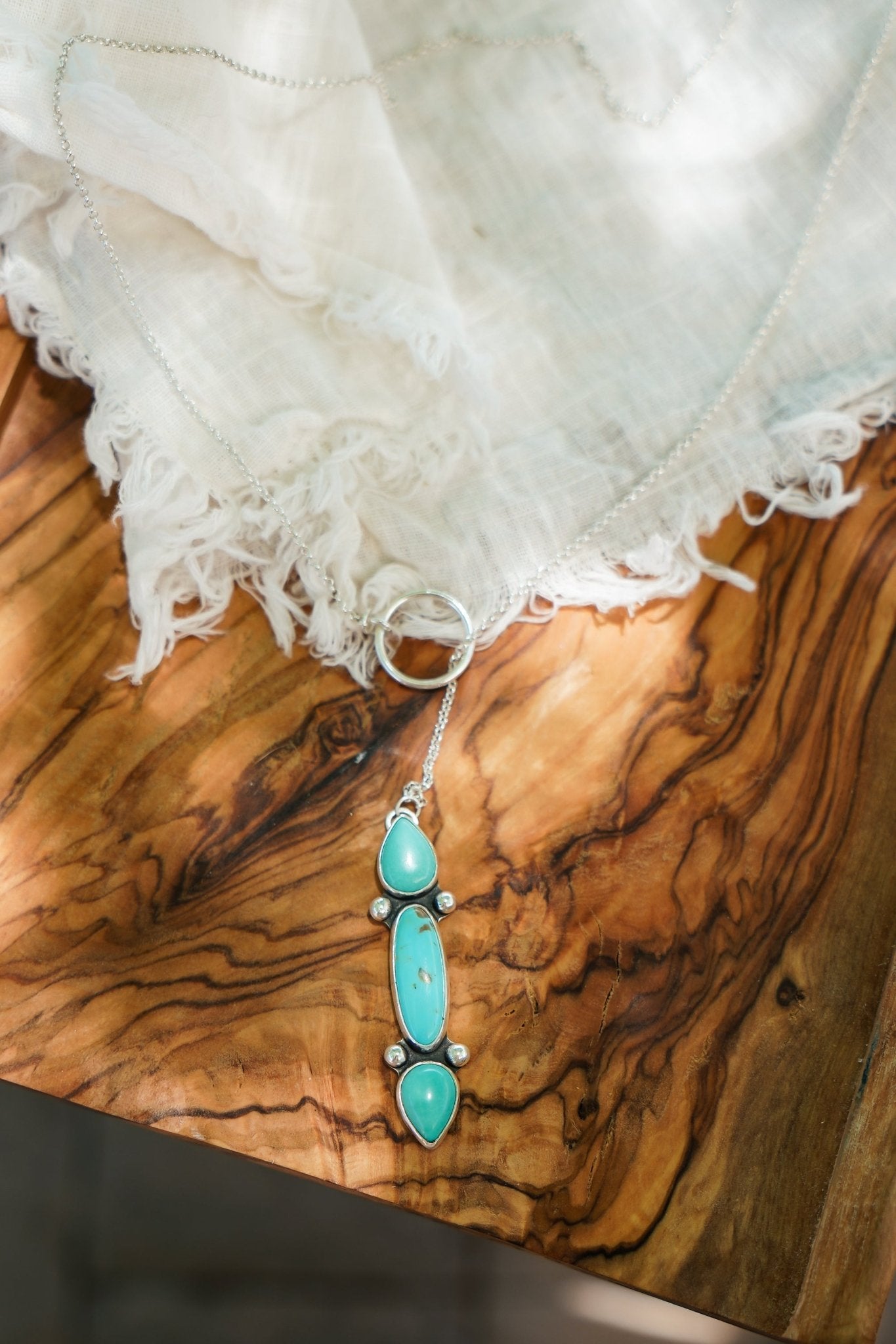 Lariat in Campitos & Hubei Turquoise - Golden Road Crafted