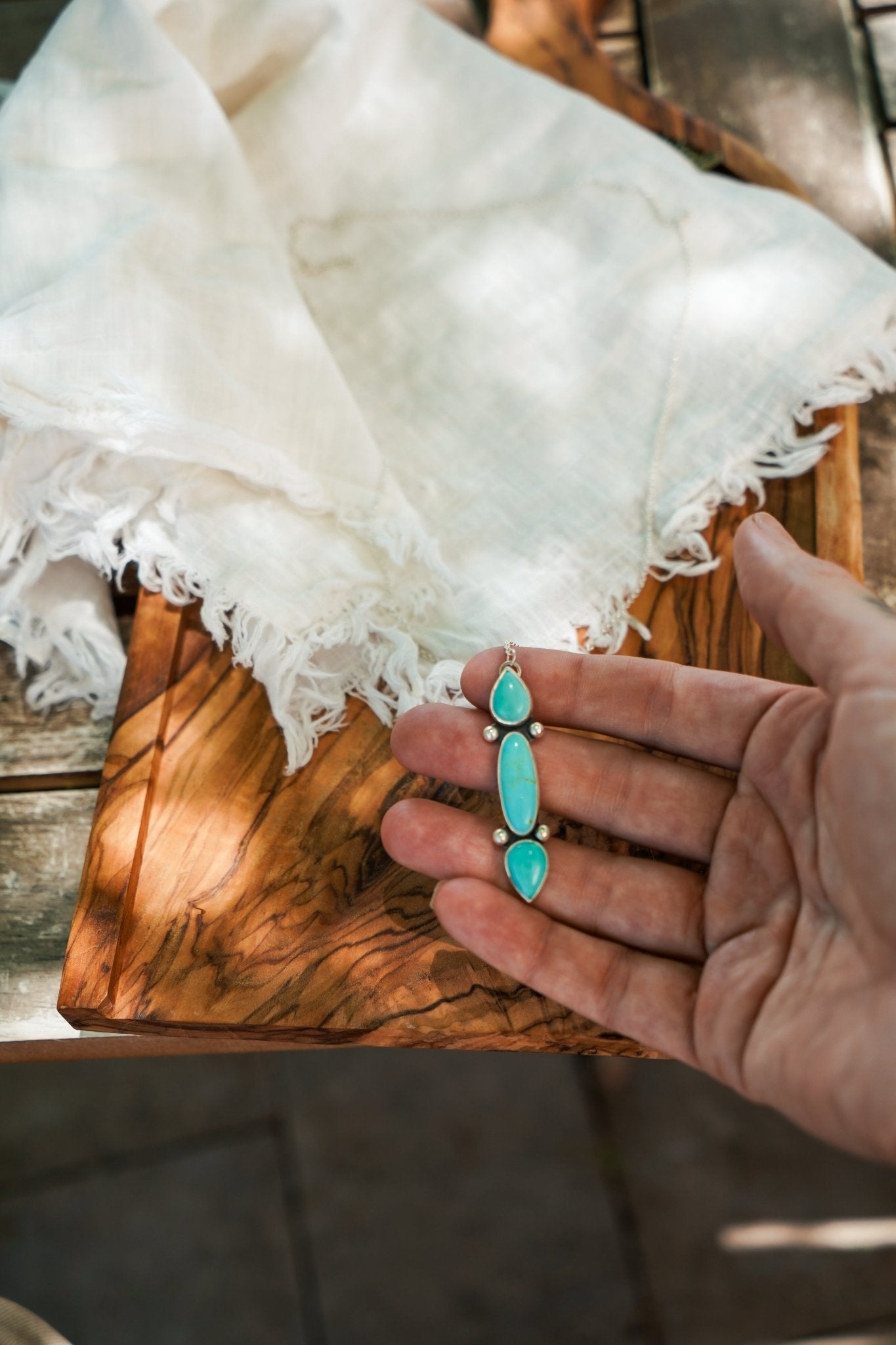 Lariat in Campitos & Hubei Turquoise - Golden Road Crafted