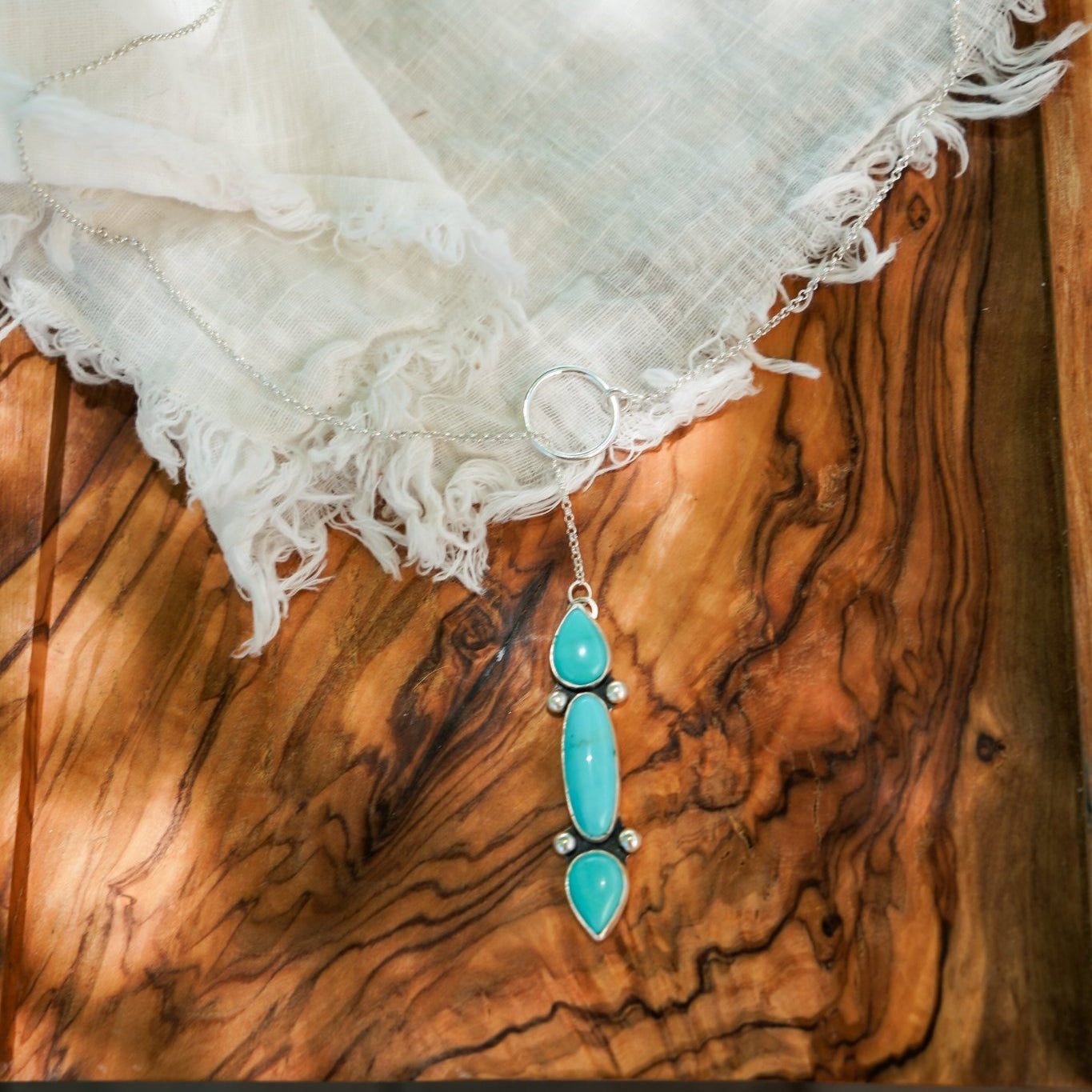 Lariat in Campitos & Hubei Turquoise - Golden Road Crafted
