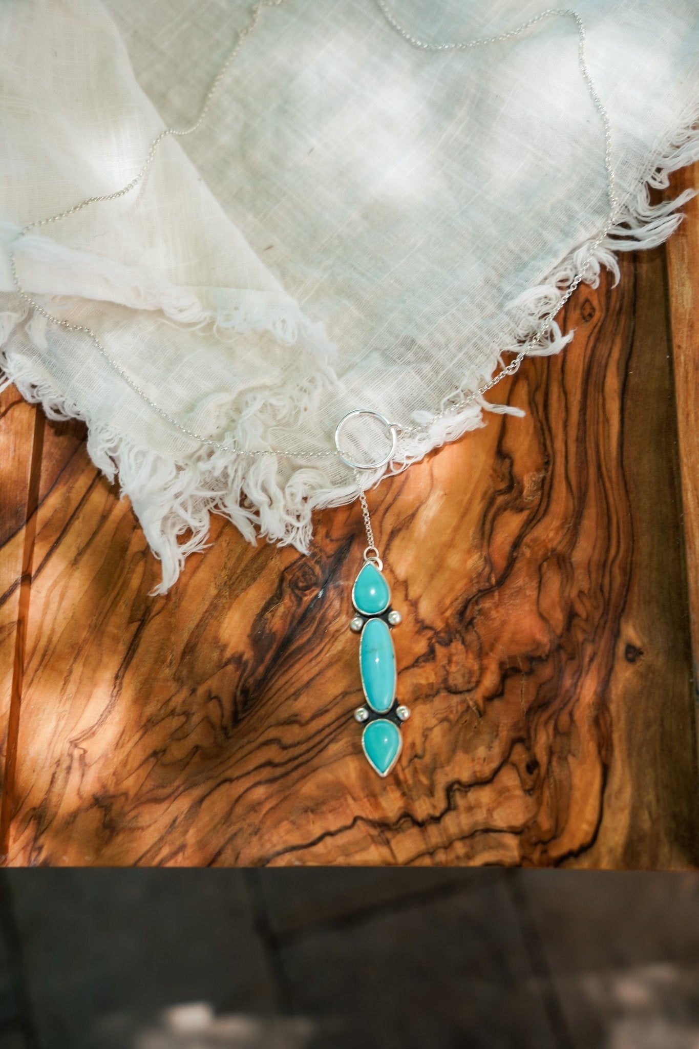 Lariat in Campitos & Hubei Turquoise - Golden Road Crafted