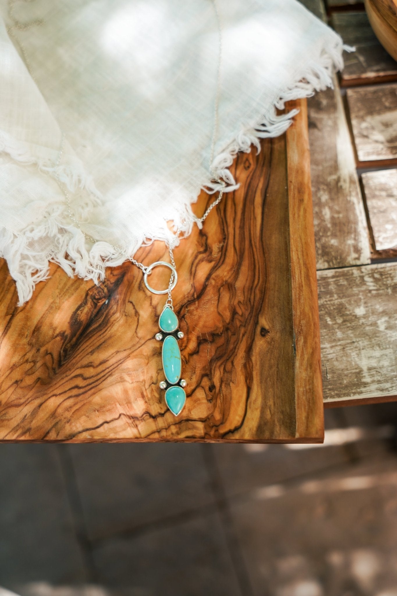Lariat in Campitos & Hubei Turquoise - Golden Road Crafted