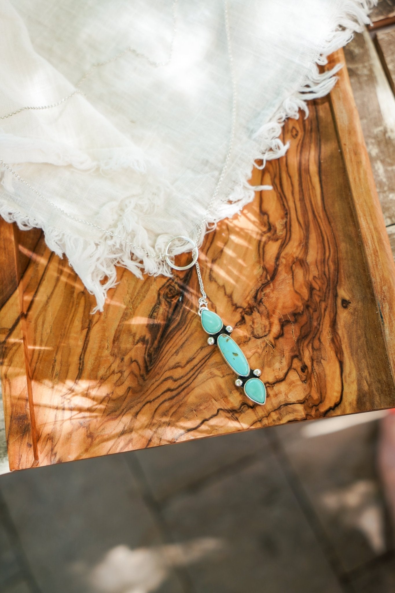 Lariat in Campitos & Hubei Turquoise - Golden Road Crafted