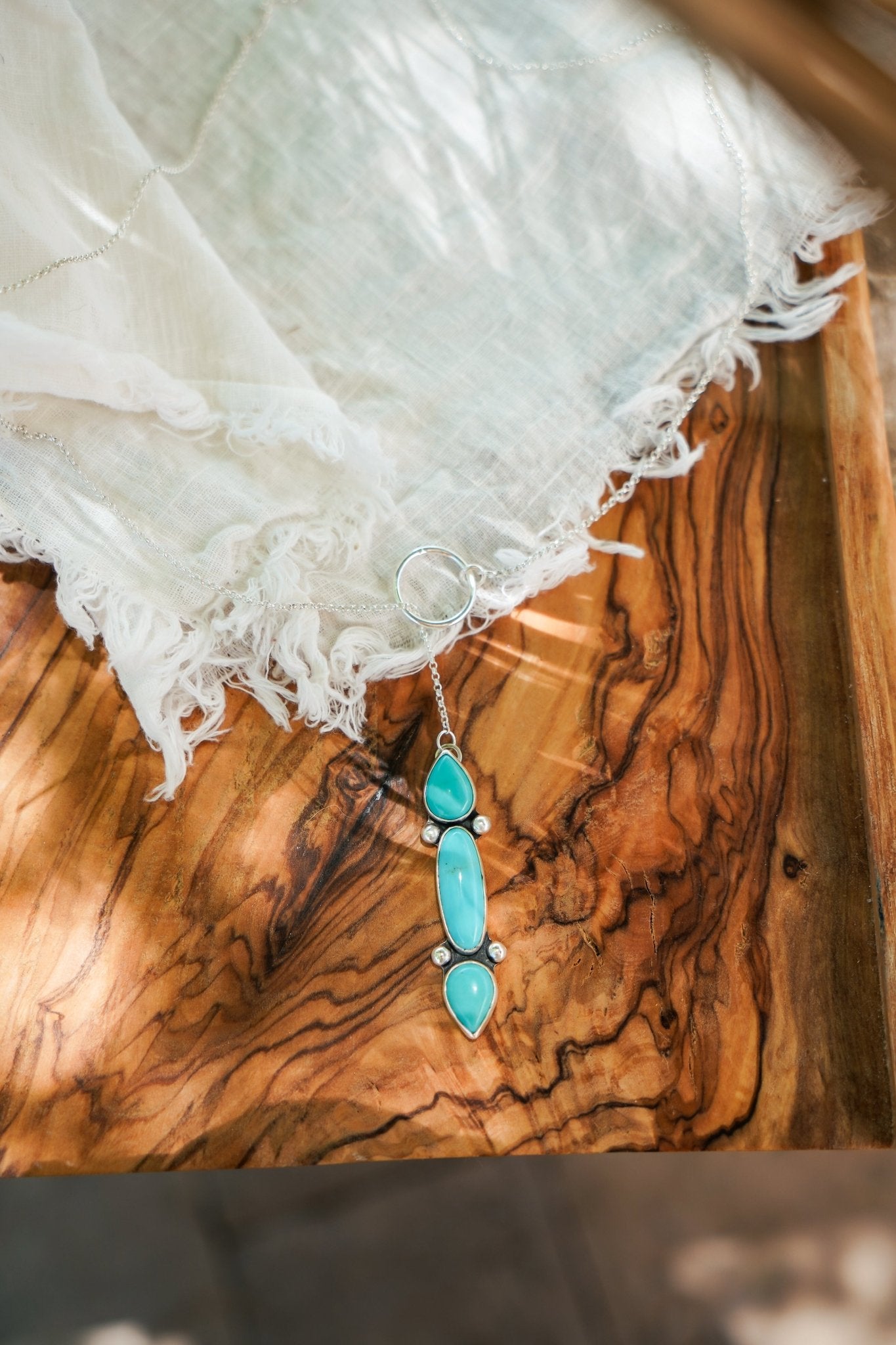 Lariat in Campitos & Hubei Turquoise - Golden Road Crafted