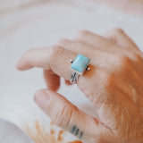 Larimar Wave Ring (Size 7) - Golden Road Crafted