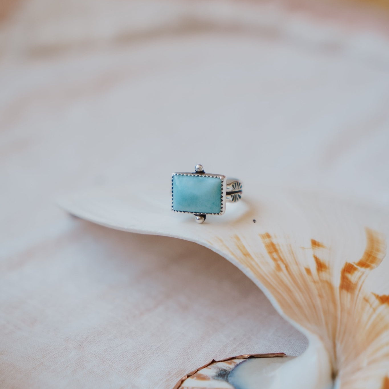 Larimar Wave Ring (Size 7) - Golden Road Crafted