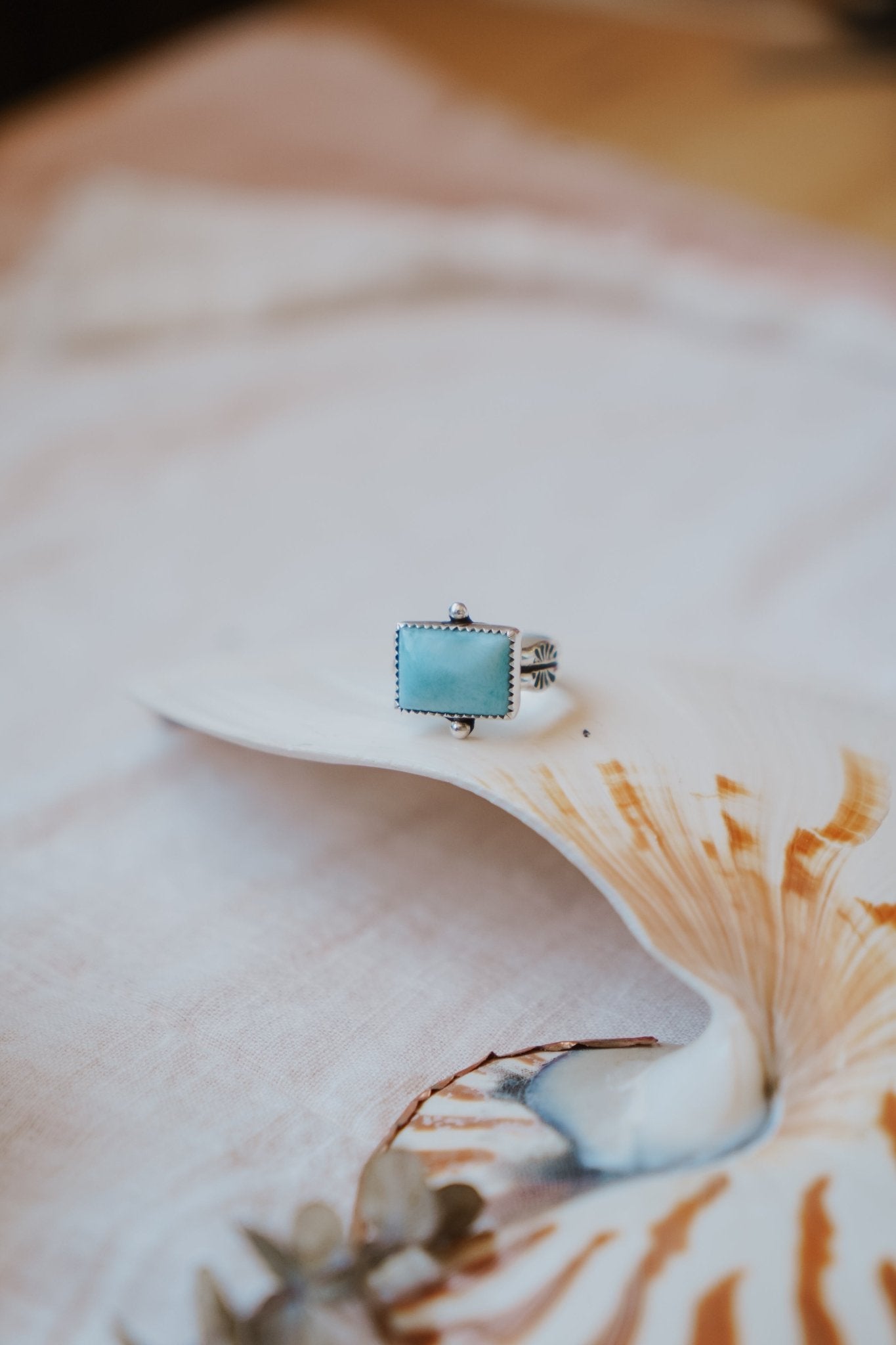 Larimar Wave Ring (Size 7) - Golden Road Crafted