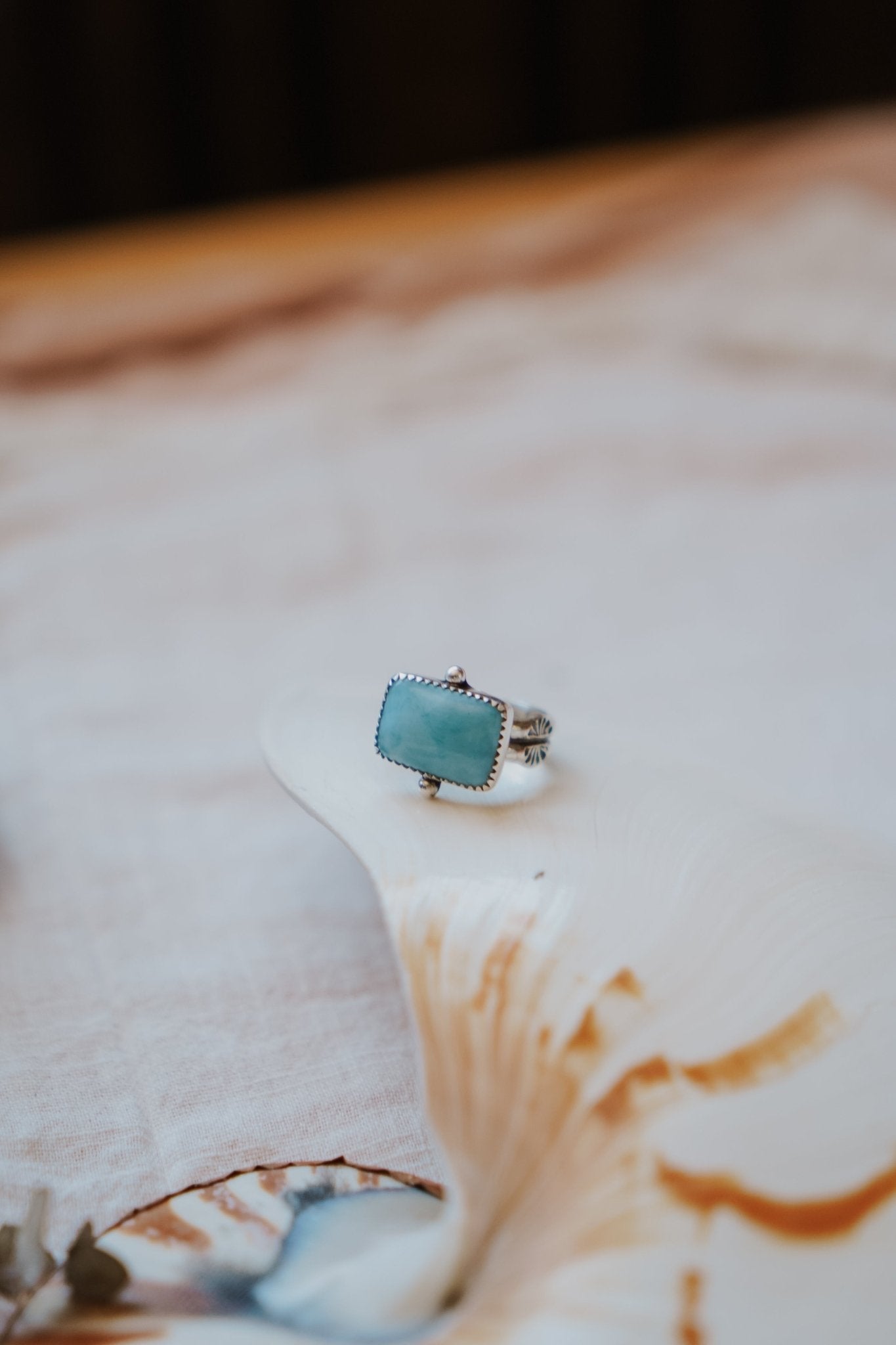 Larimar Wave Ring (Size 7.5) - Golden Road Crafted