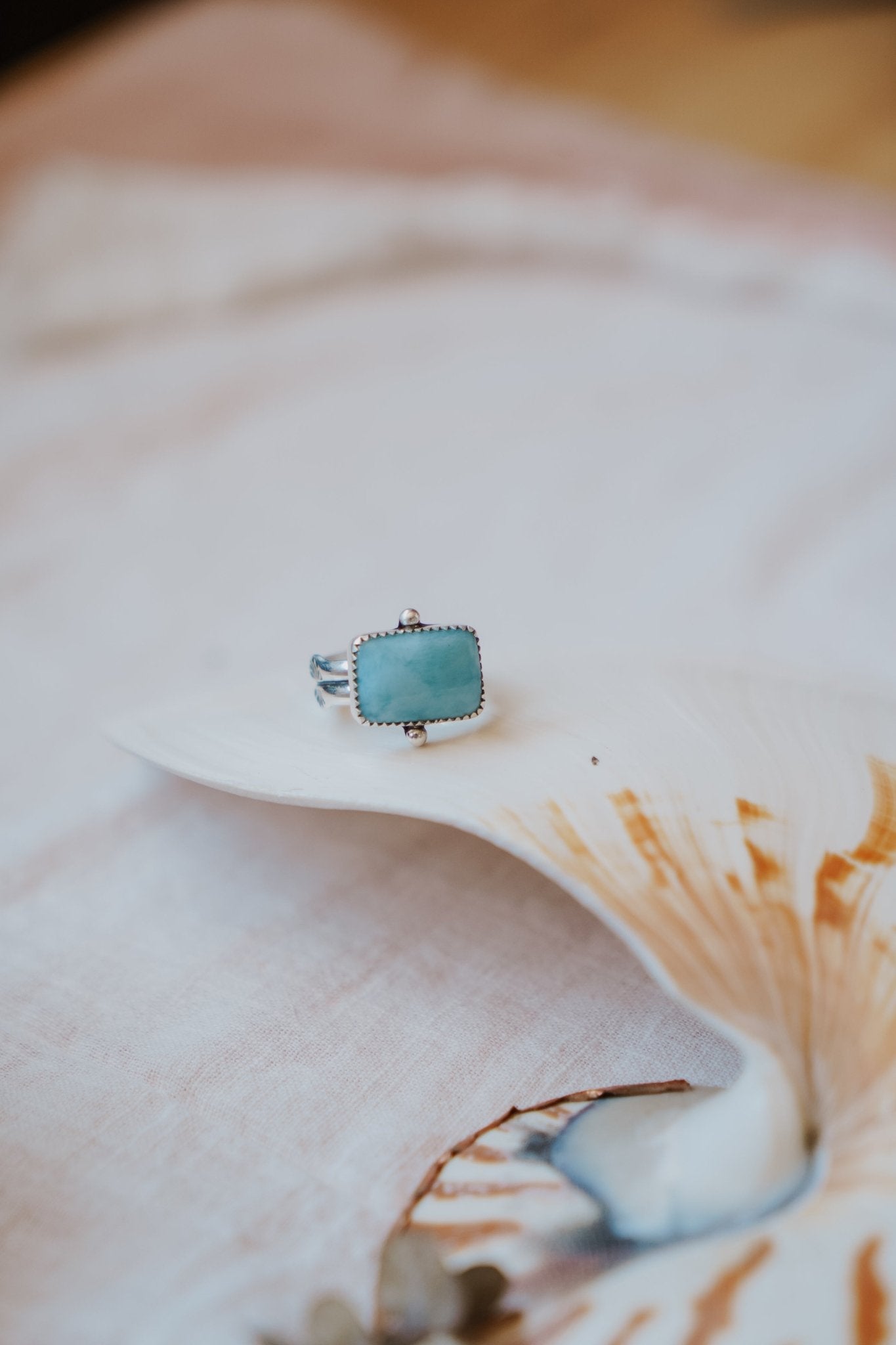 Larimar Wave Ring (Size 7.5) - Golden Road Crafted