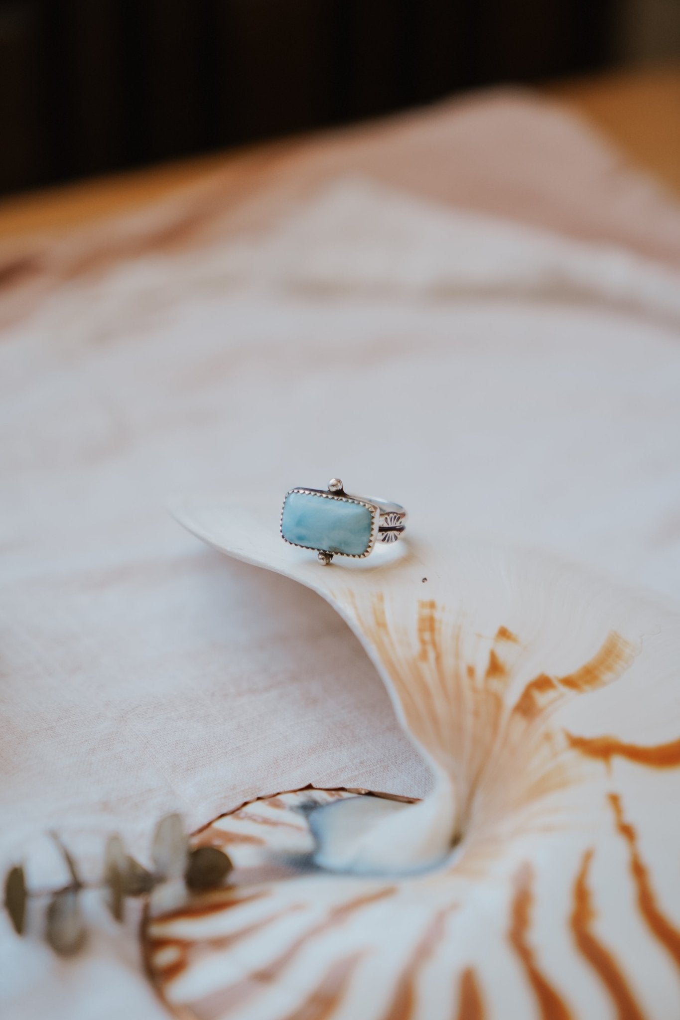 Larimar Wave Ring (Size 8.5) - Golden Road Crafted