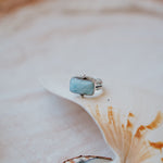 Larimar Wave Ring (Size 8.5) - Golden Road Crafted