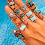 Larimar Wave Ring (Size 8.5) - Golden Road Crafted