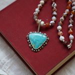 Let it Ride Necklace in Fire Agage & Kingman Turquoise - Golden Road Crafted